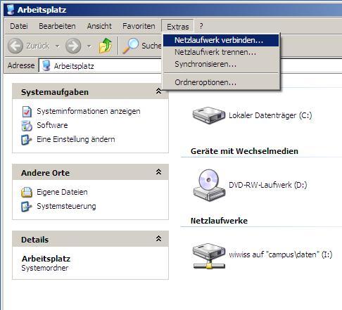 Extras - Netzlaufwerk verbinden